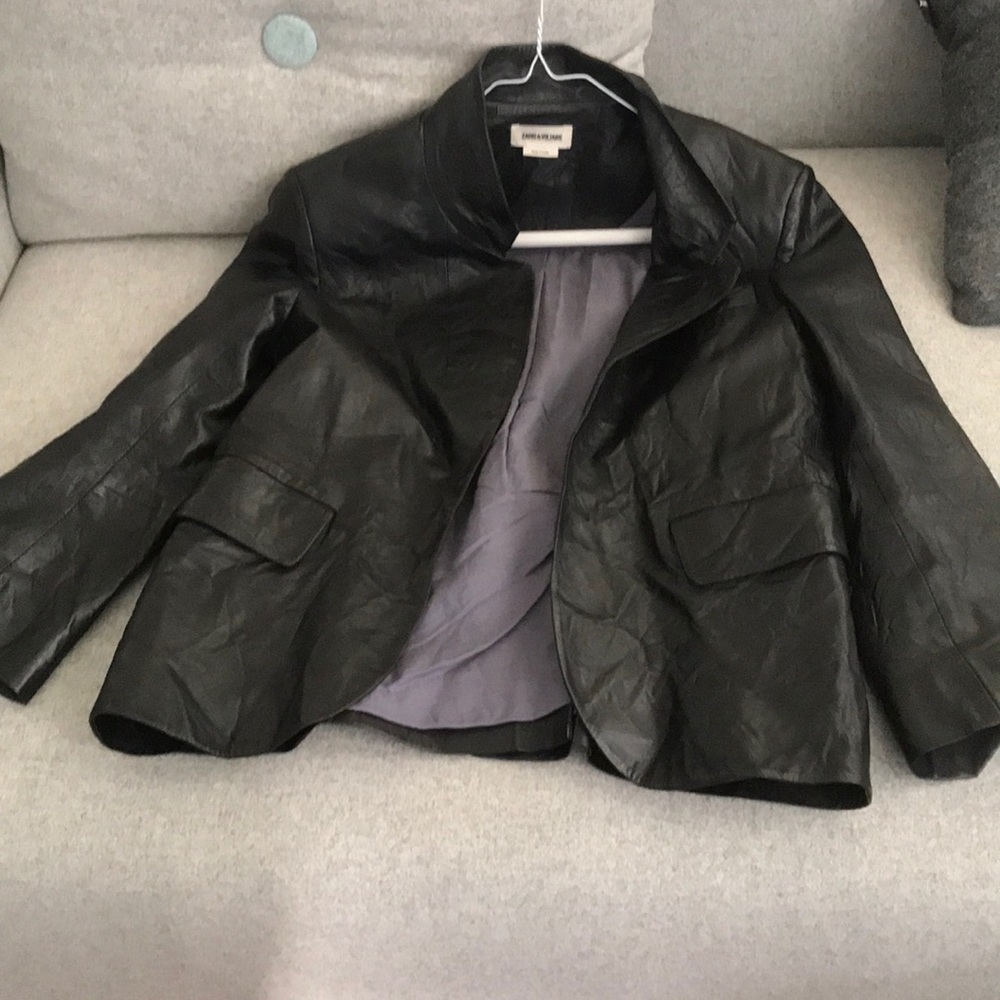 Zadig creased effect leather jacket